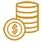 Icono: pila de monedas naranja.