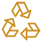 Icono: símbolo de reciclaje naranja.
