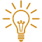 Icono: bombilla encendida, innovación pública.