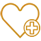 Icono: corazón naranja con signo médico.