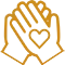 Icono: manos y corazón, inclusión sociolaboral.